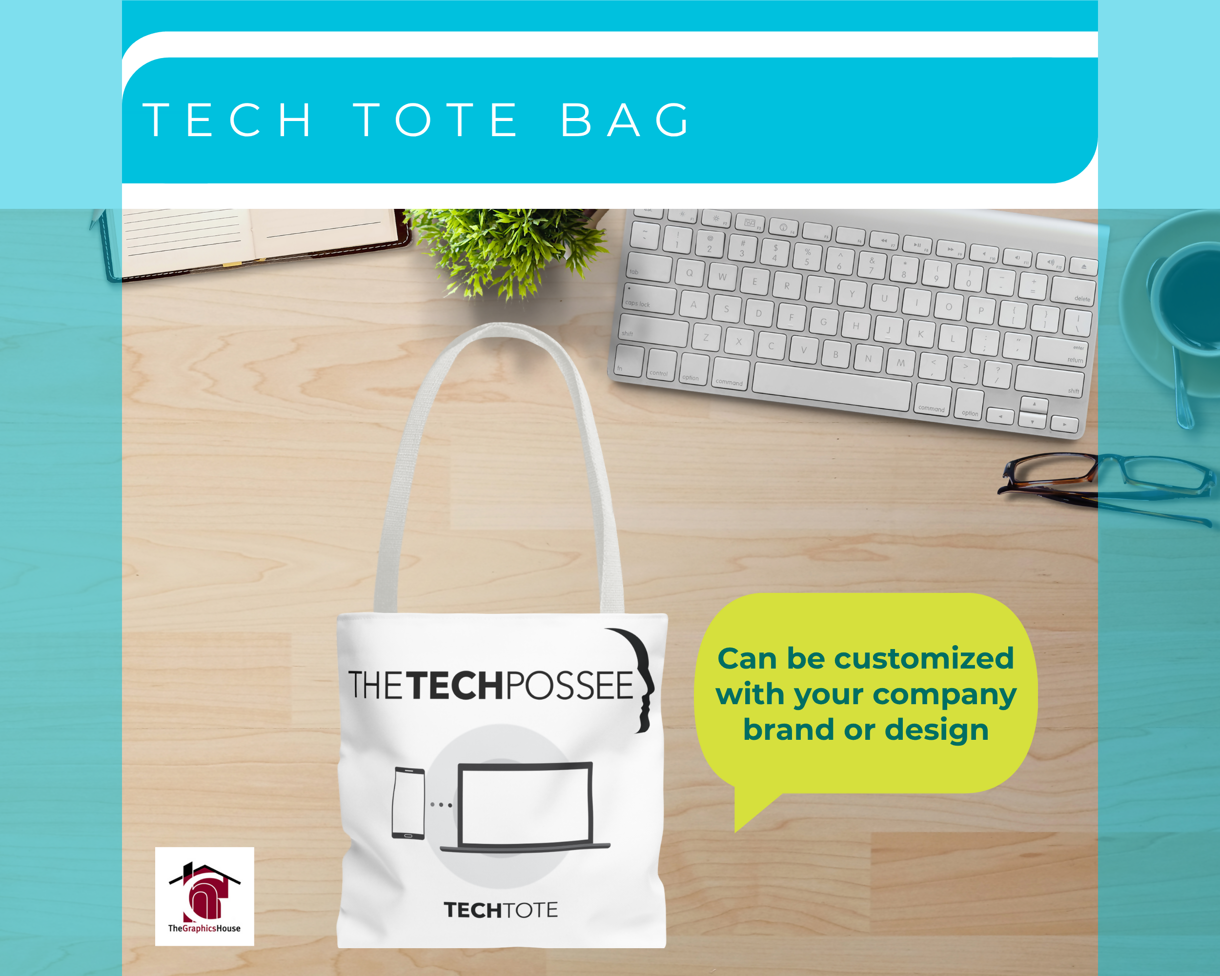 Tech tote bag / stylish eco-friendly tote, perfect for tech lovers, daily errands, school, gifts and more