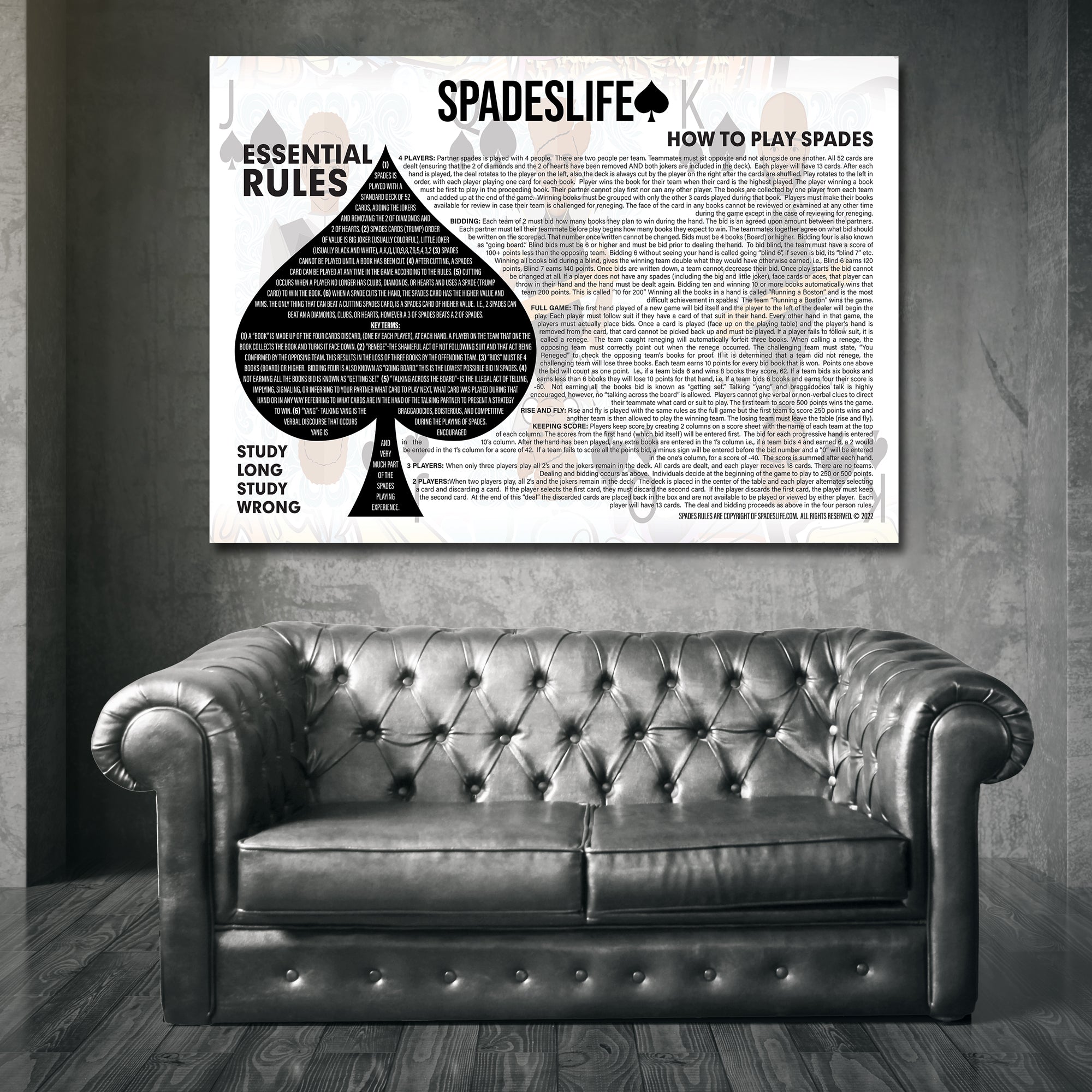 Spades Rules Wall Art Canvas
